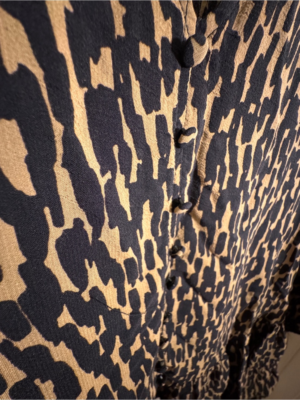 ZARA Leopard-Pattern Tiered Dress in Black & Tan - Picture 5 of 6